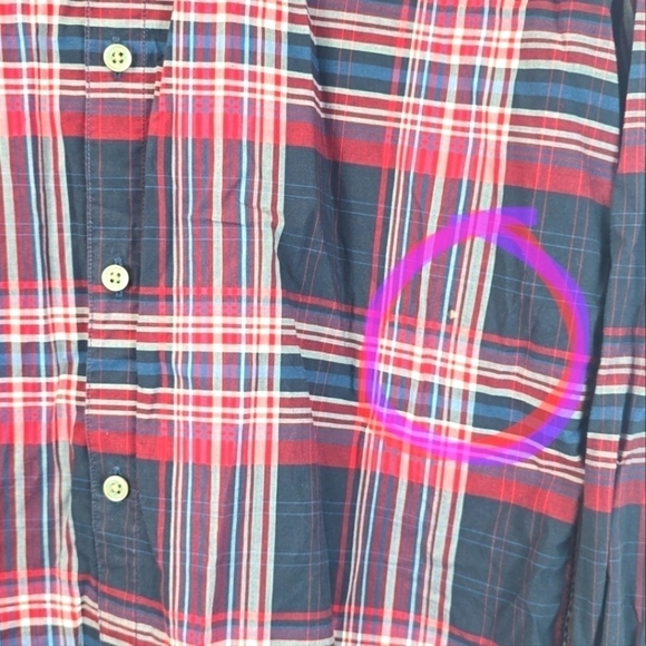 John Varvatos Mens RED White Blue PLAID Cotton Button down Shirt Sz.M - Picture 9 of 12